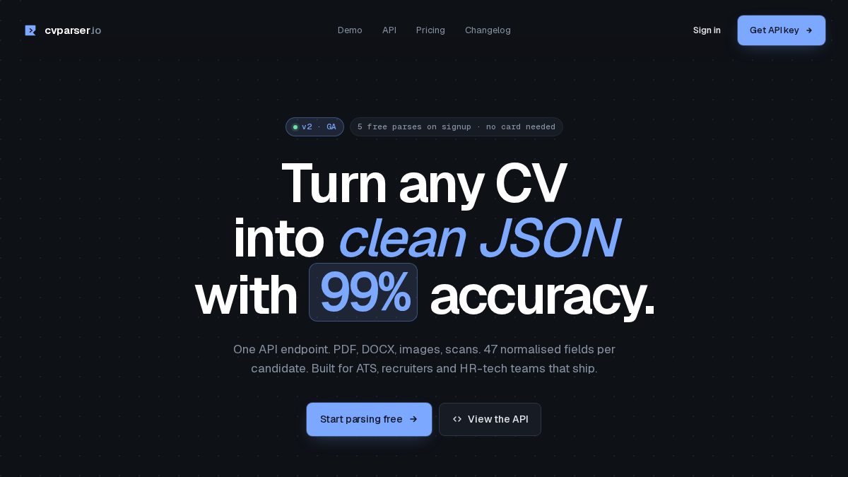 cvparser.io 官网首页截图
