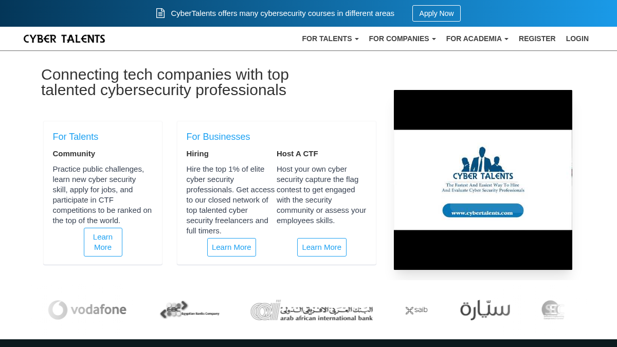 cybertalents.com 官网首页截图