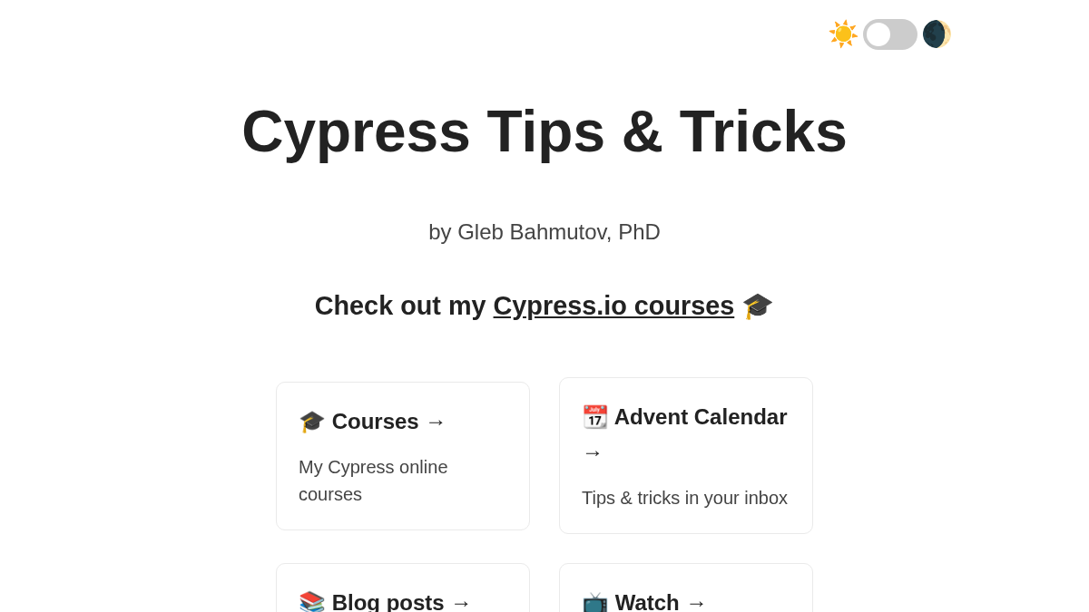 cypress.tips 官网首页截图