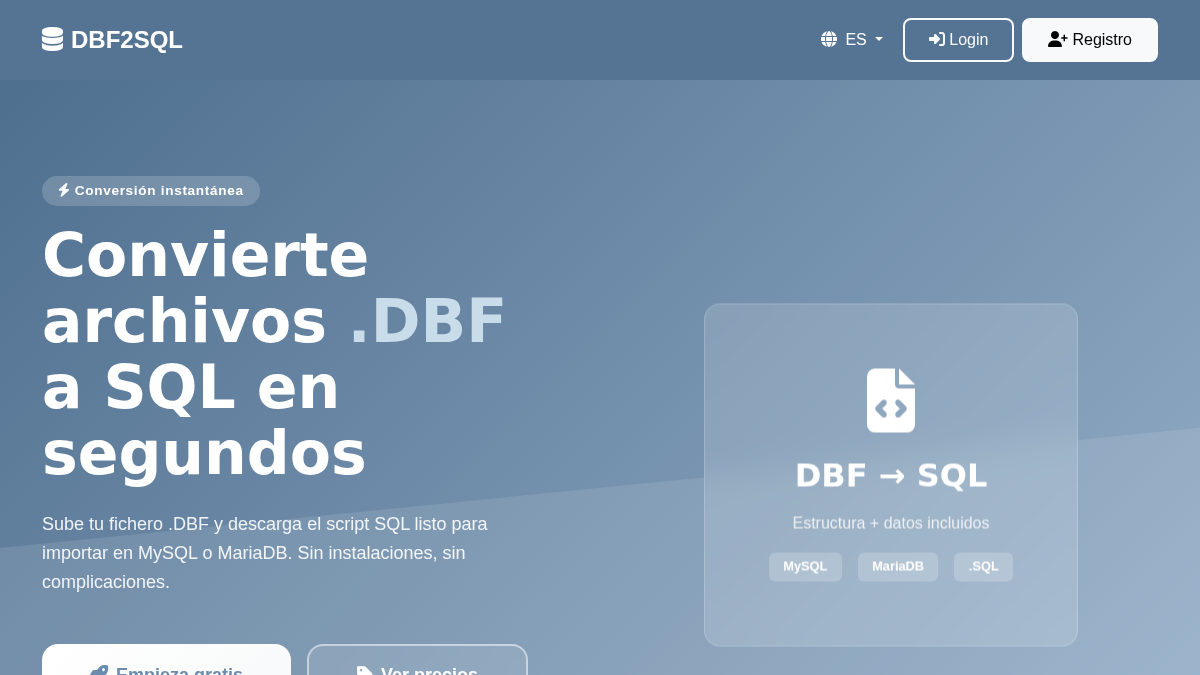 dbf2sql.com 官网首页截图