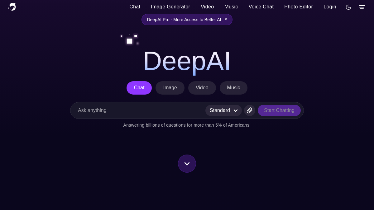 deepai.org 官网首页截图