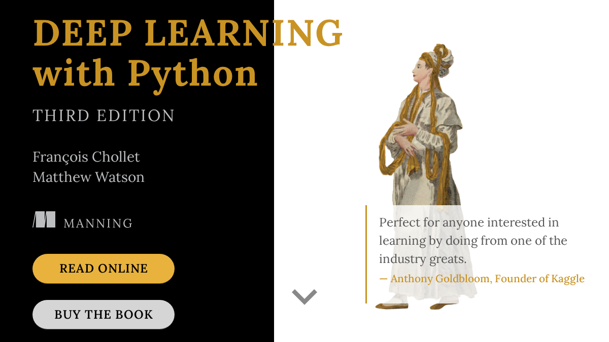 deeplearningwithpython.io 官网首页截图