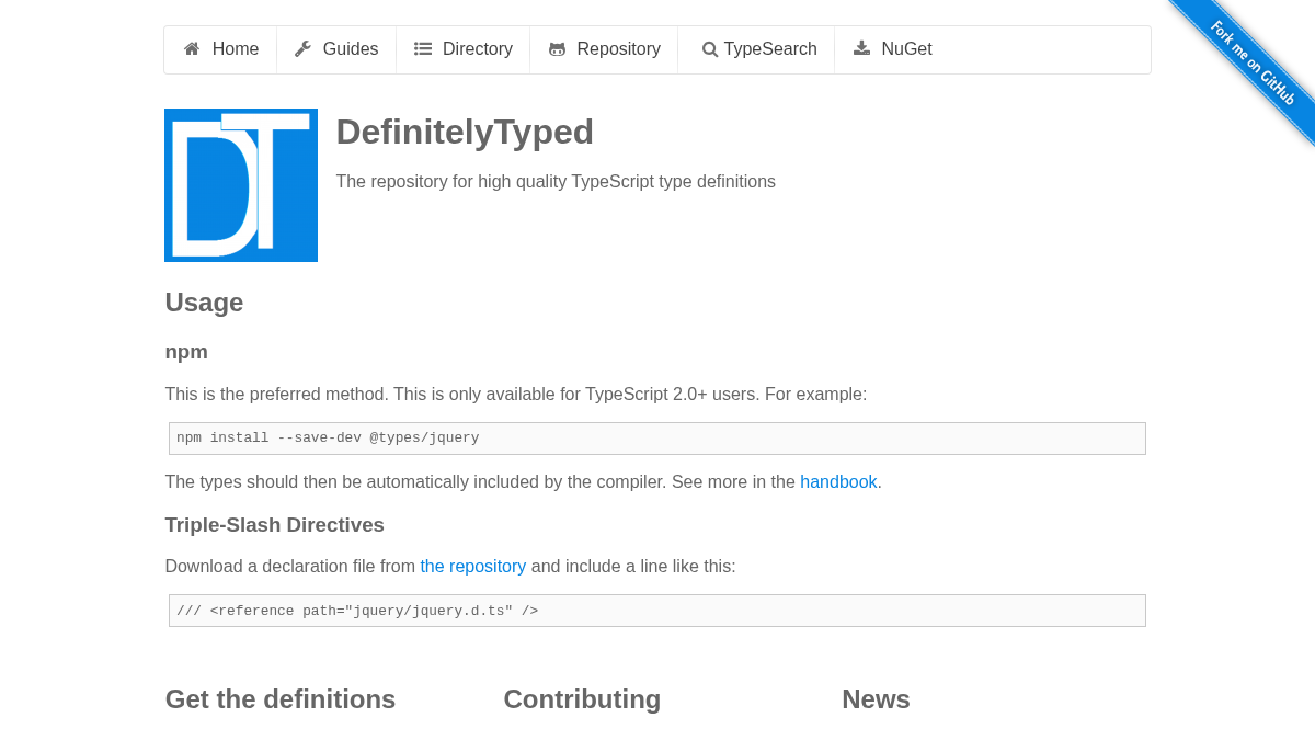 definitelytyped.org 官网首页截图