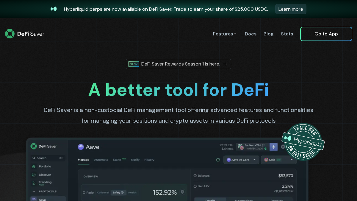 defisaver.com 官网首页截图