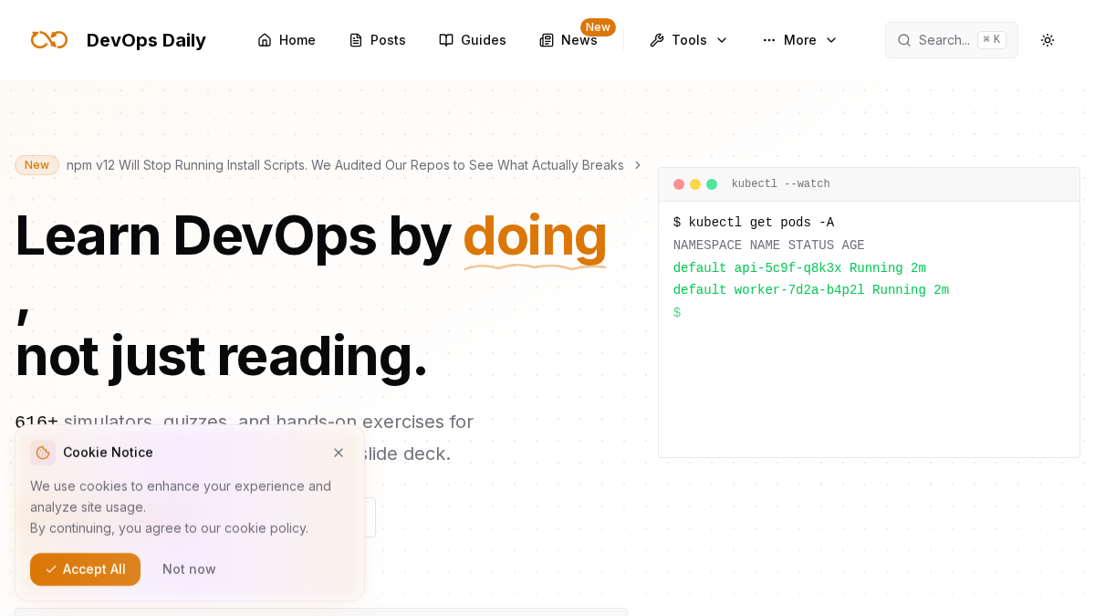 devops-daily.com 官网首页截图