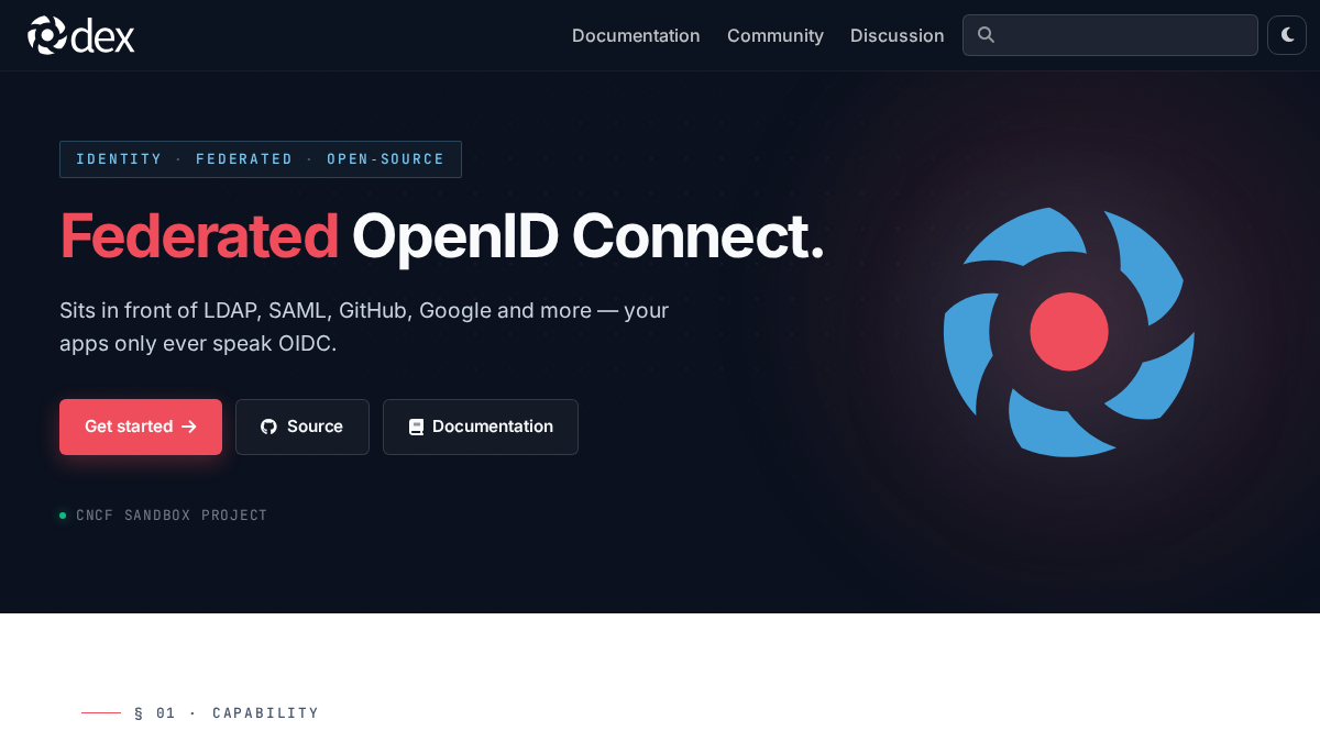 dexidp.io 官网首页截图