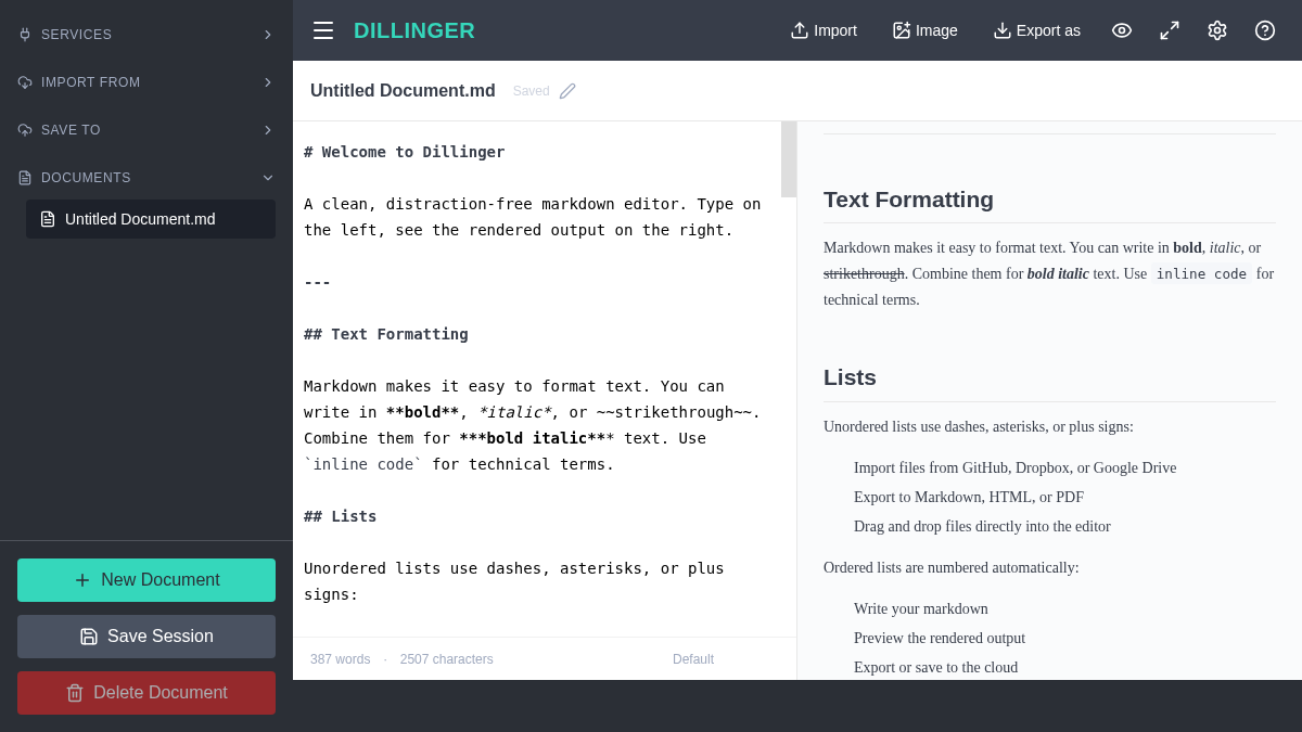 dillinger.io 官网首页截图