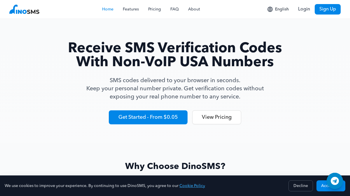 dinosms.com 官网首页截图