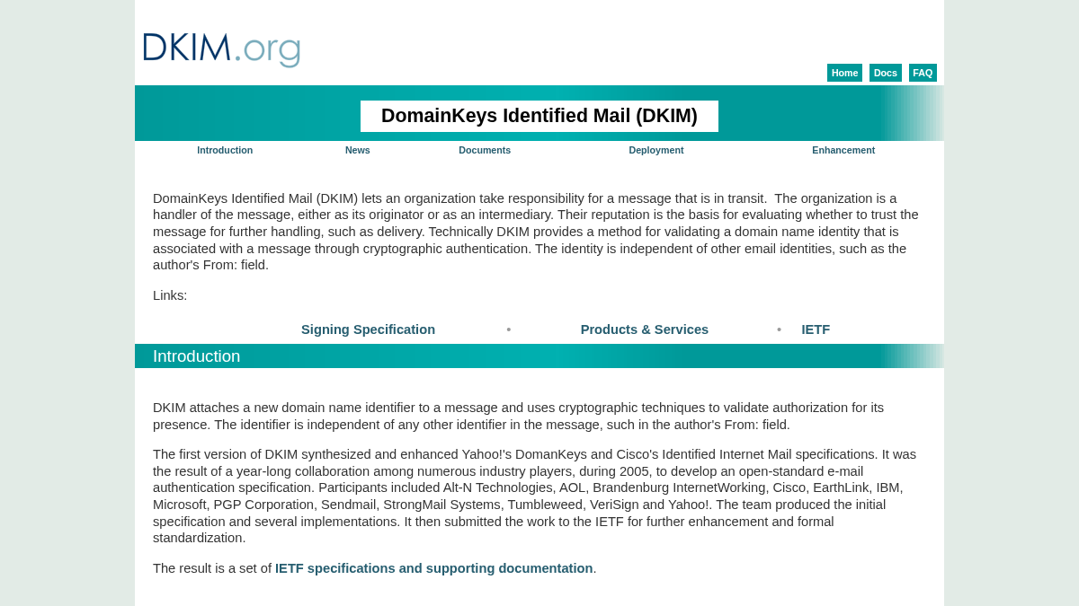 dkim.org 官网首页截图