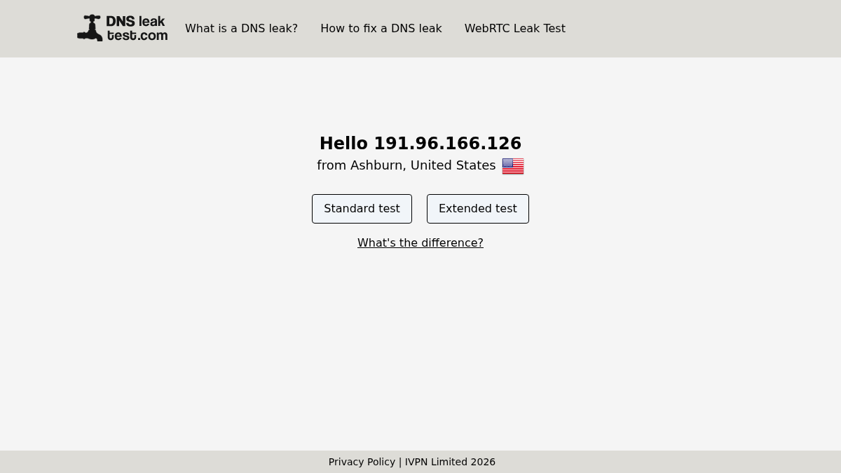 dnsleaktest.com 官网首页截图