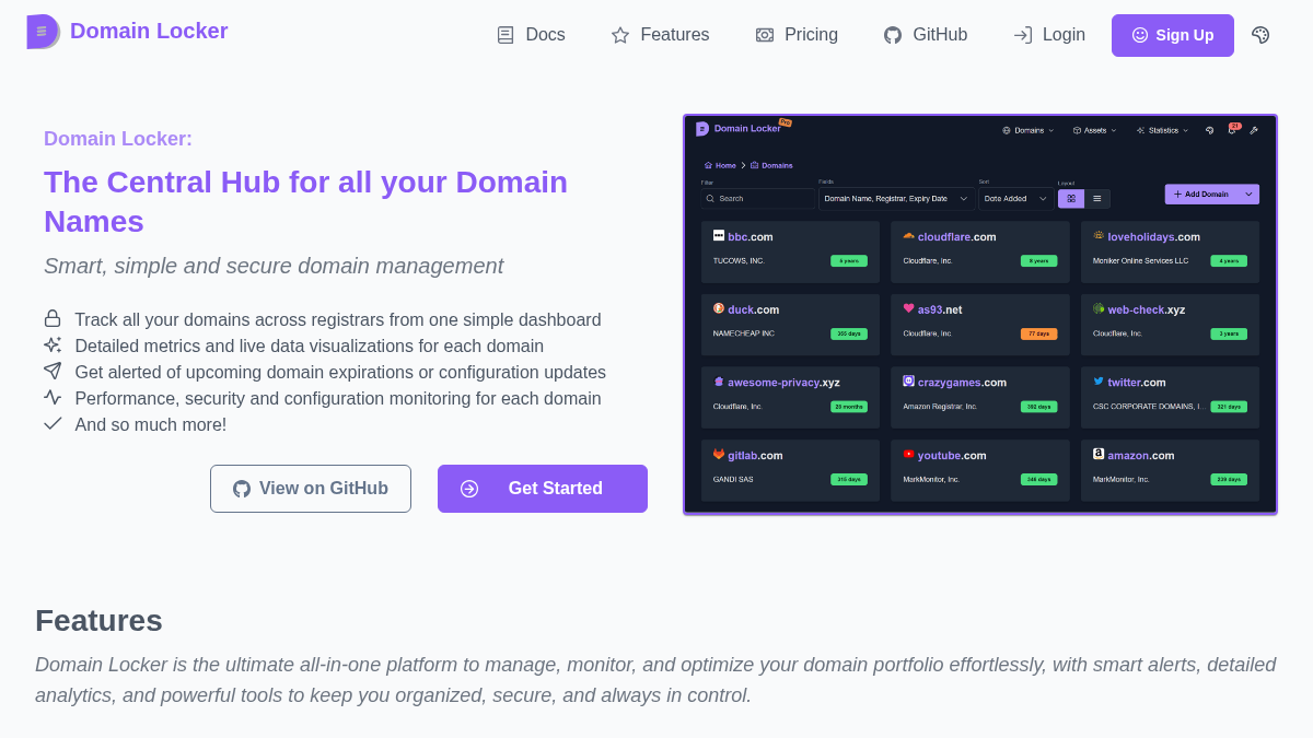 domain-locker.com 官网首页截图