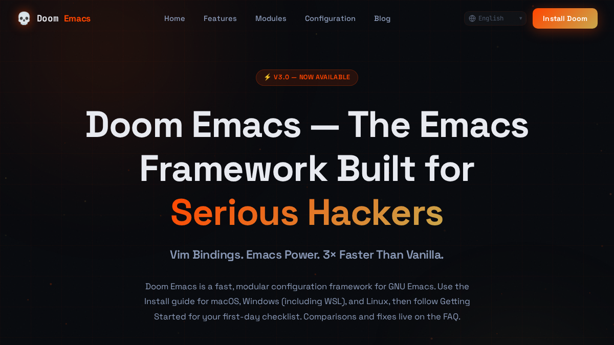 doomemacs.com 官网首页截图