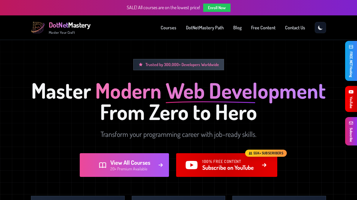 dotnetmastery.com 官网首页截图