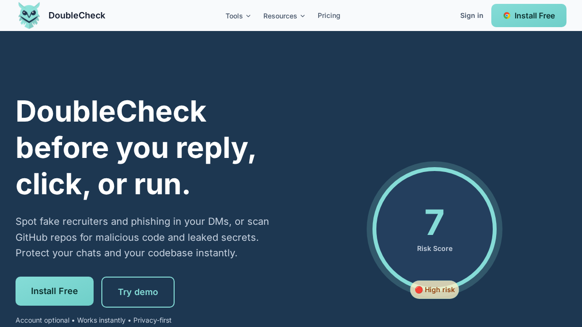 doublecheckhq.com 官网首页截图