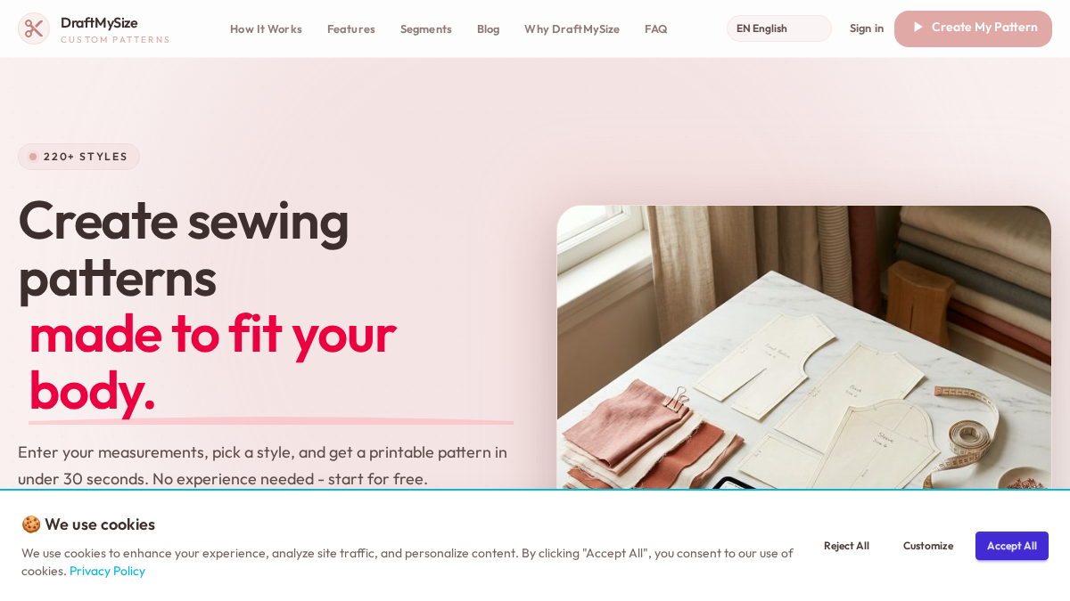 draftmysize.com 官网首页截图