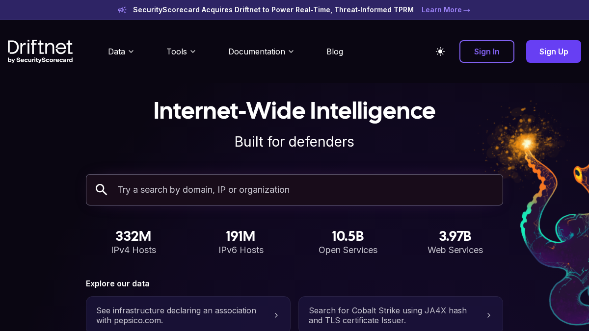 driftnet.io 官网首页截图