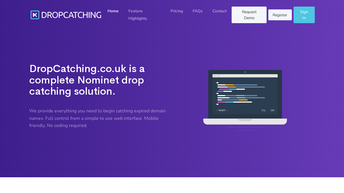 dropcatching.co.uk 官网首页截图