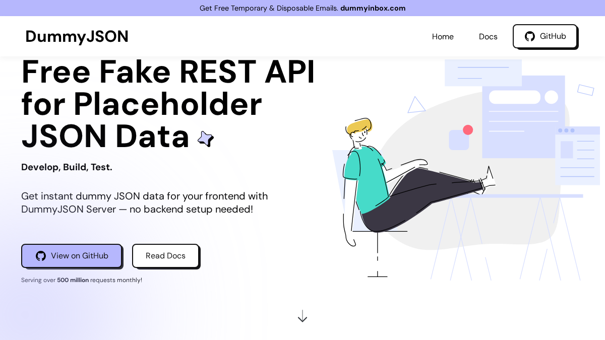 dummyjson.com 官网首页截图