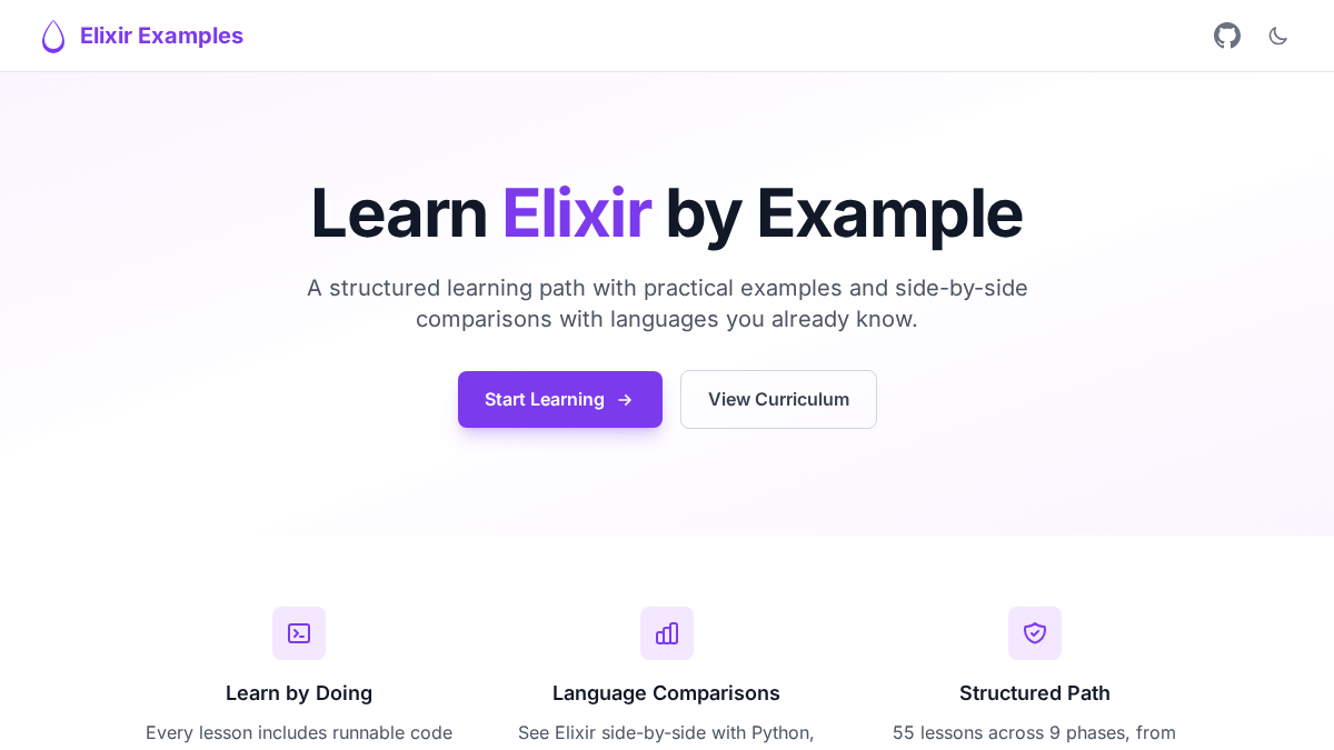 elixirexamples.com 官网首页截图