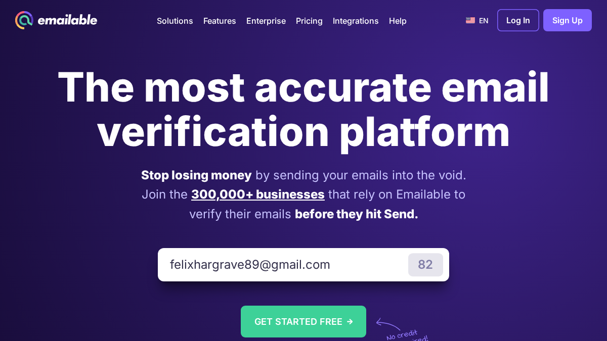 emailable.io 官网首页截图