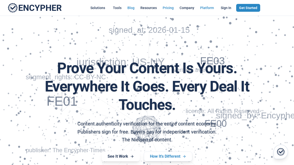 encypher.com 官网首页截图