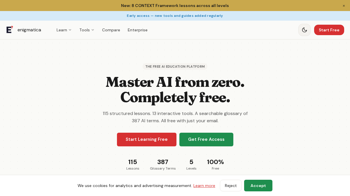 enigmatica.ai 官网首页截图