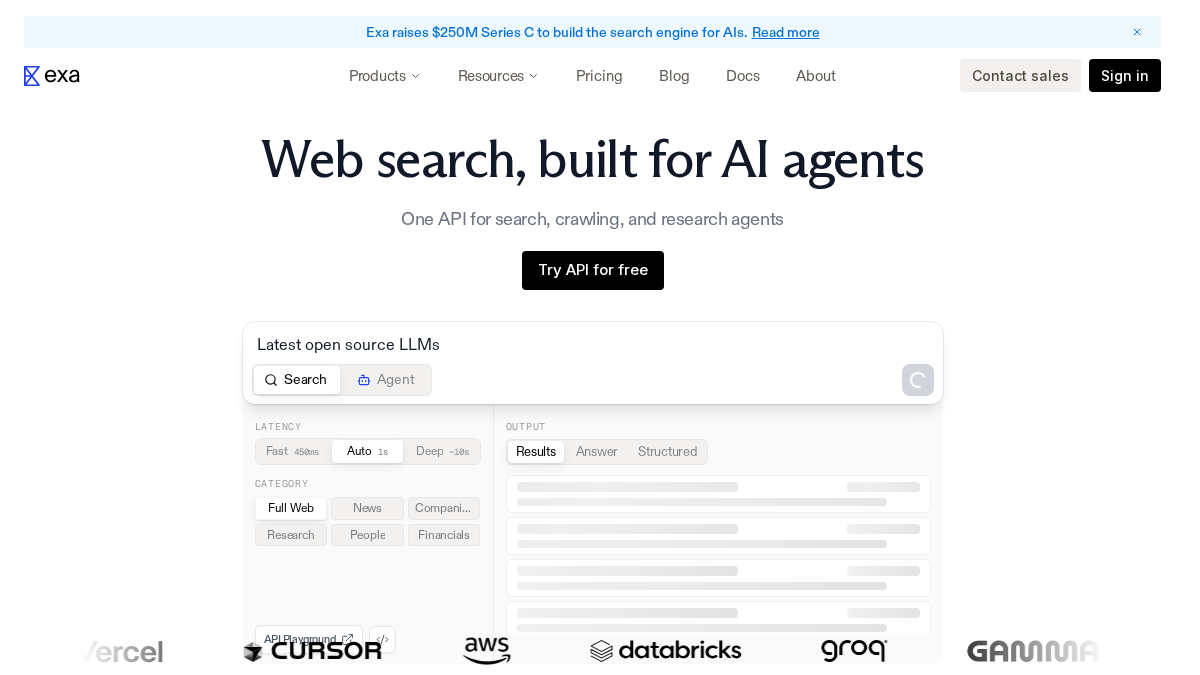 exa.ai 官网首页截图