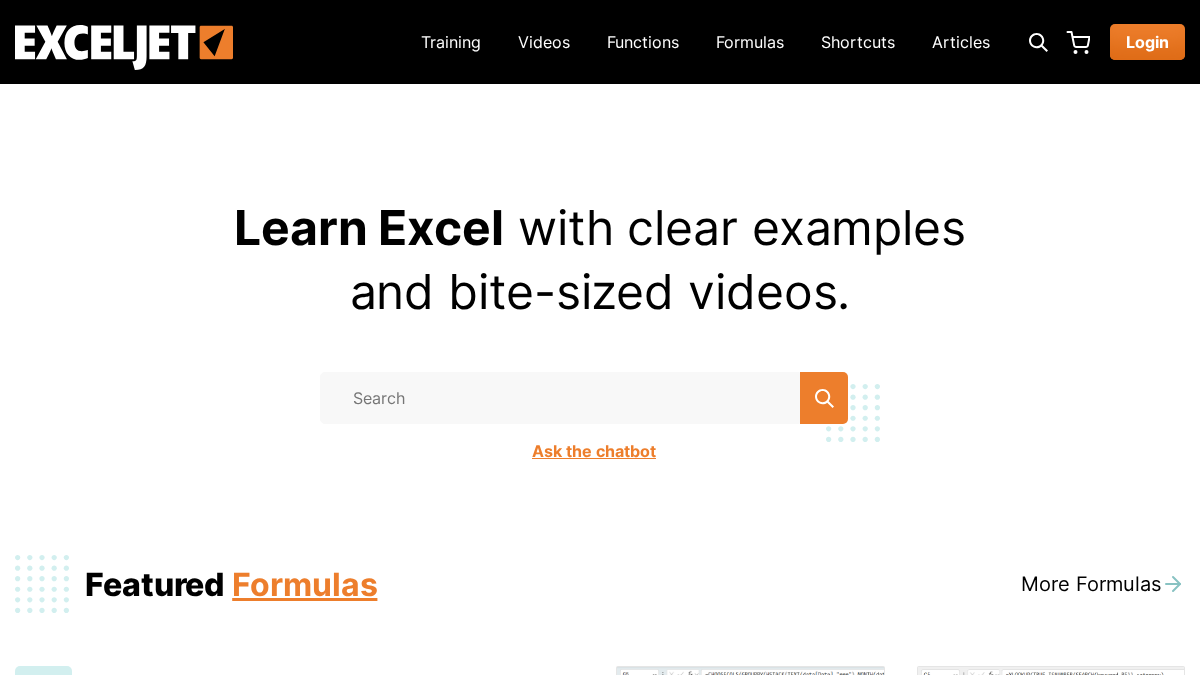 exceljet.net 官网首页截图