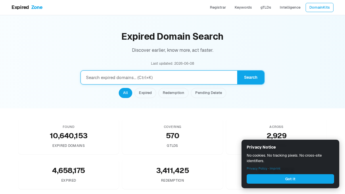 expiredzone.com 官网首页截图