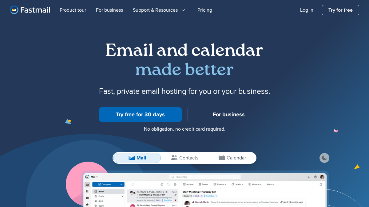 fastmail.fm 官网首页截图