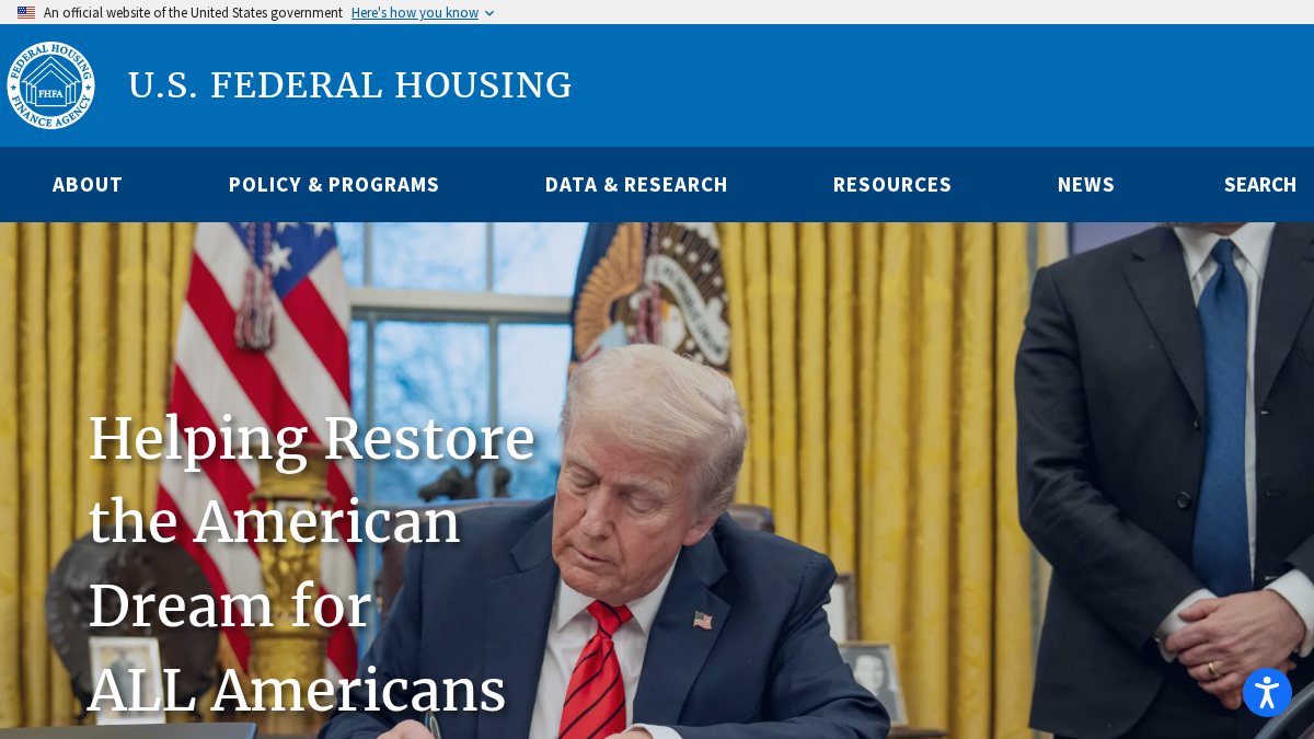 fhfa.gov 官网首页截图