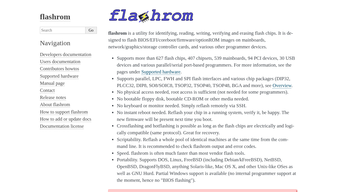flashrom.org 官网首页截图