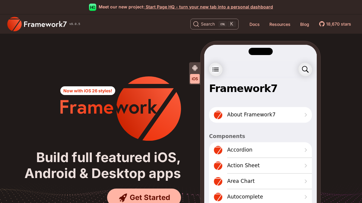 framework7.io 官网首页截图