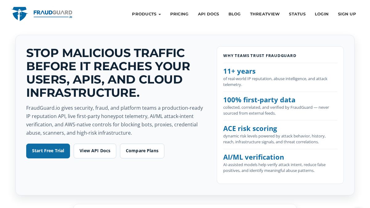 fraudguard.io 官网首页截图