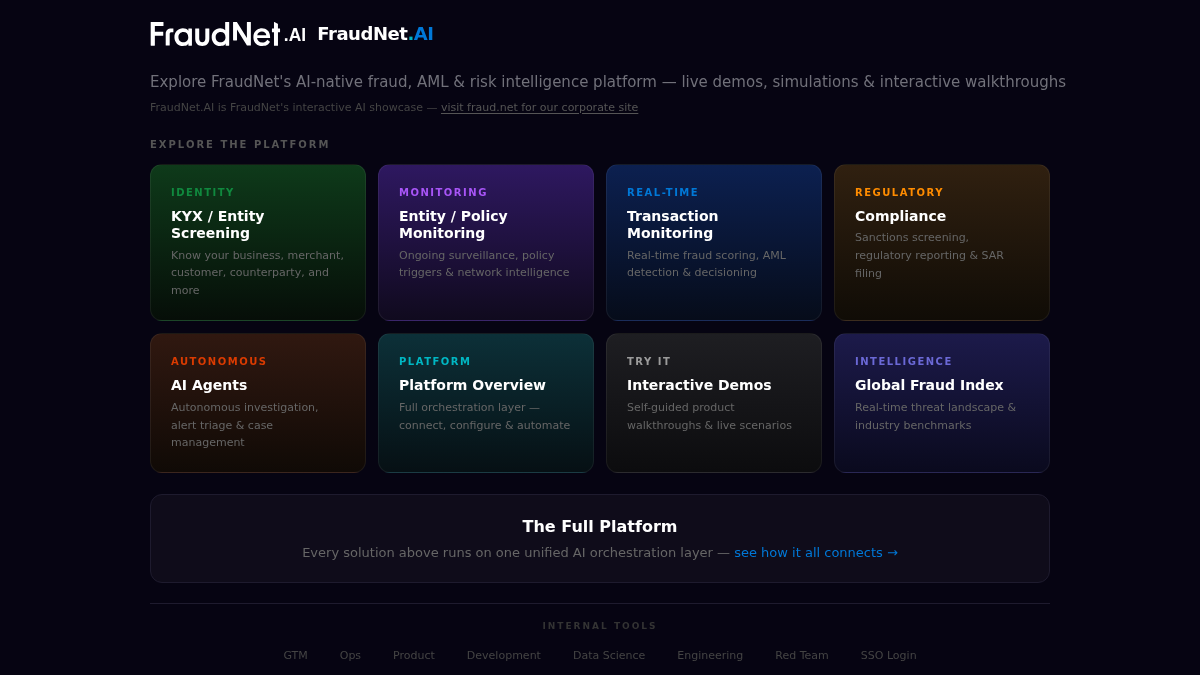 fraudnet.ai 官网首页截图