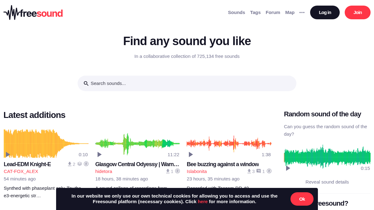 freesound.org 官网首页截图