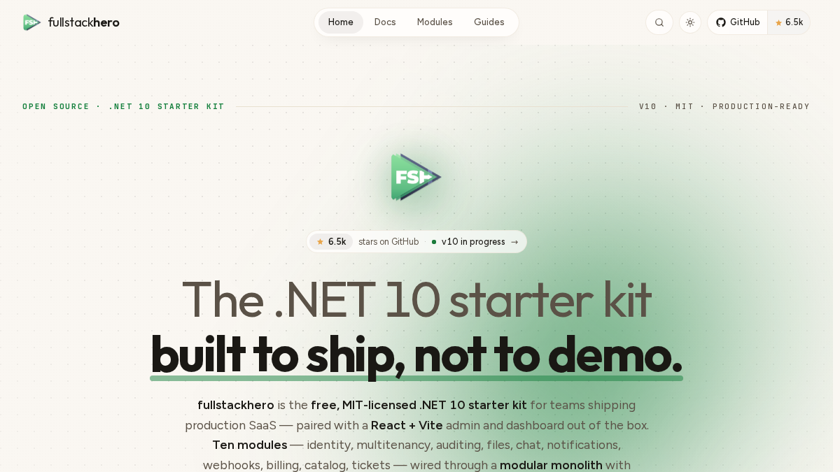 fullstackhero.net 官网首页截图