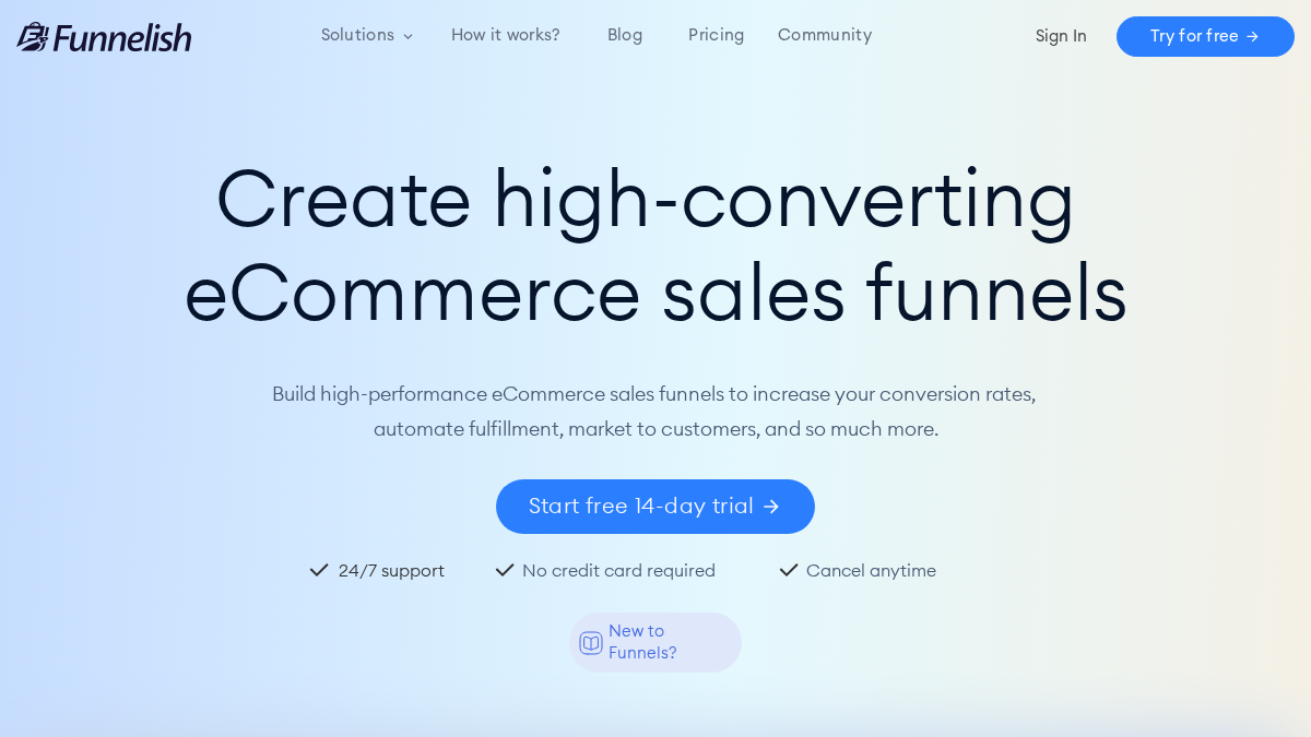 funnelish.com 官网首页截图