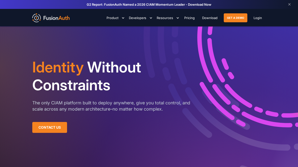 fusionauth.io 官网首页截图