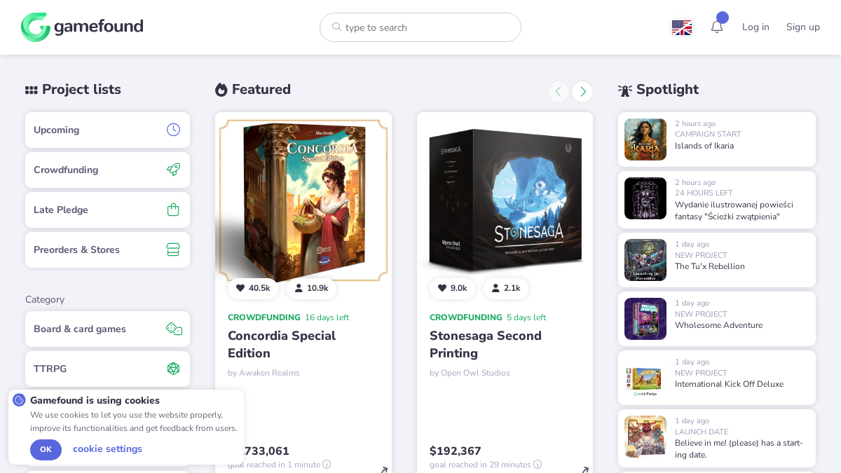 gamefound.com 官网首页截图