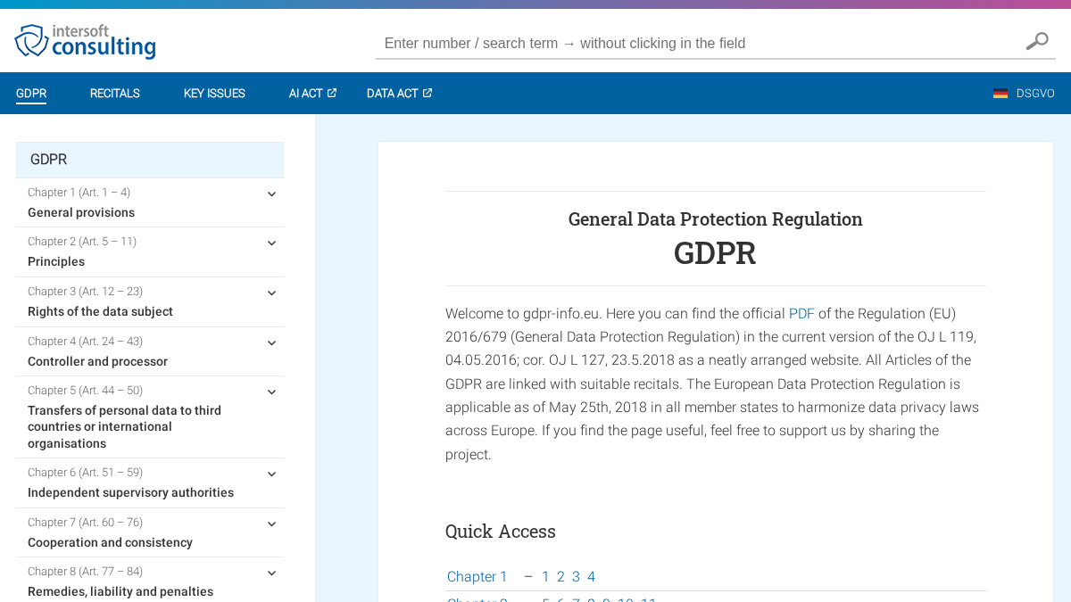gdpr-info.eu 官网首页截图