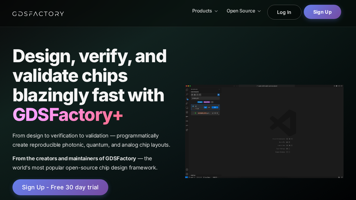 gdsfactory.com 官网首页截图