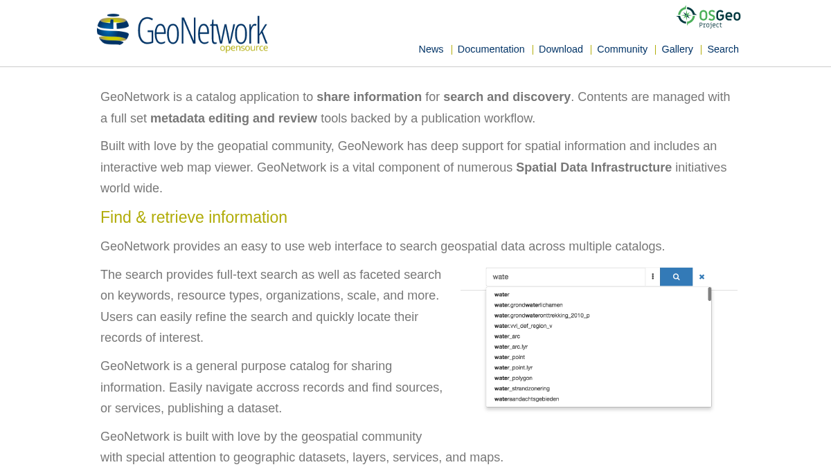 geonetwork-opensource.org 官网首页截图