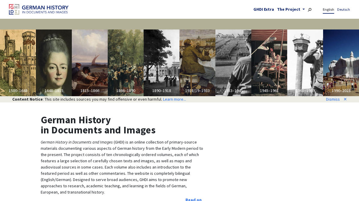 germanhistorydocs.org 官网首页截图