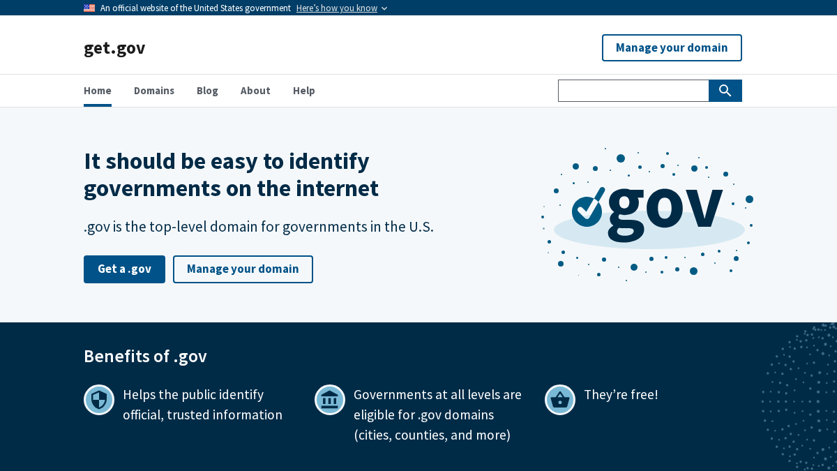 get.gov 官网首页截图