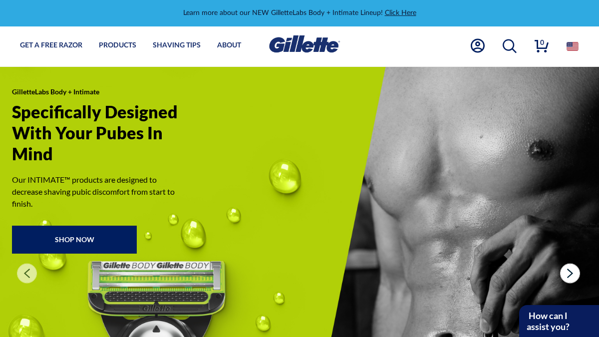 gillette.com 官网首页截图
