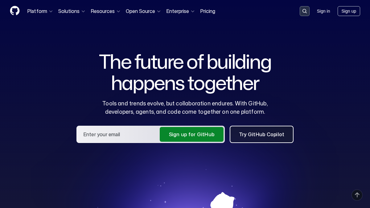 github.com 官网首页截图