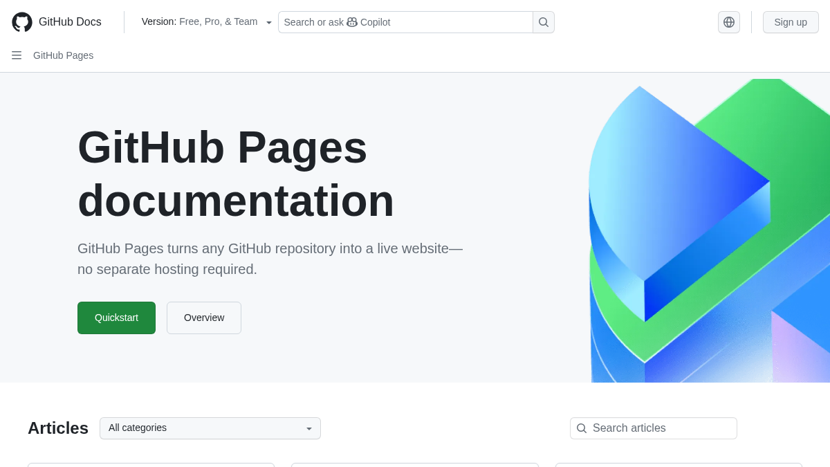 github.io 官网首页截图