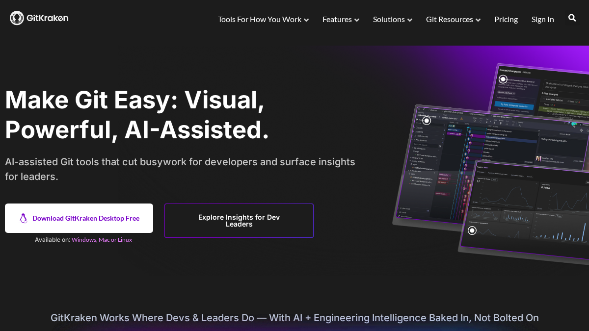 gitkraken.com 官网首页截图