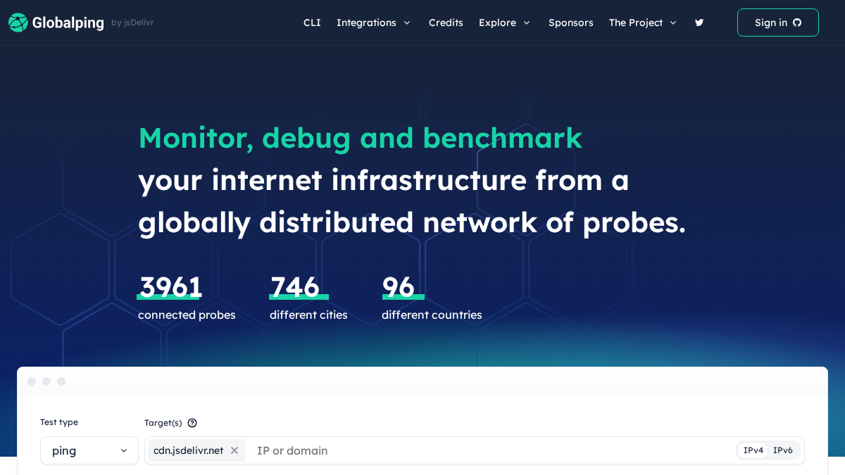 globalping.io 官网首页截图
